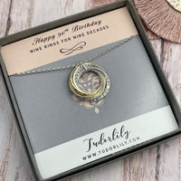 Personalised Name Necklace with Mixed Metals Rings - 6 Rings