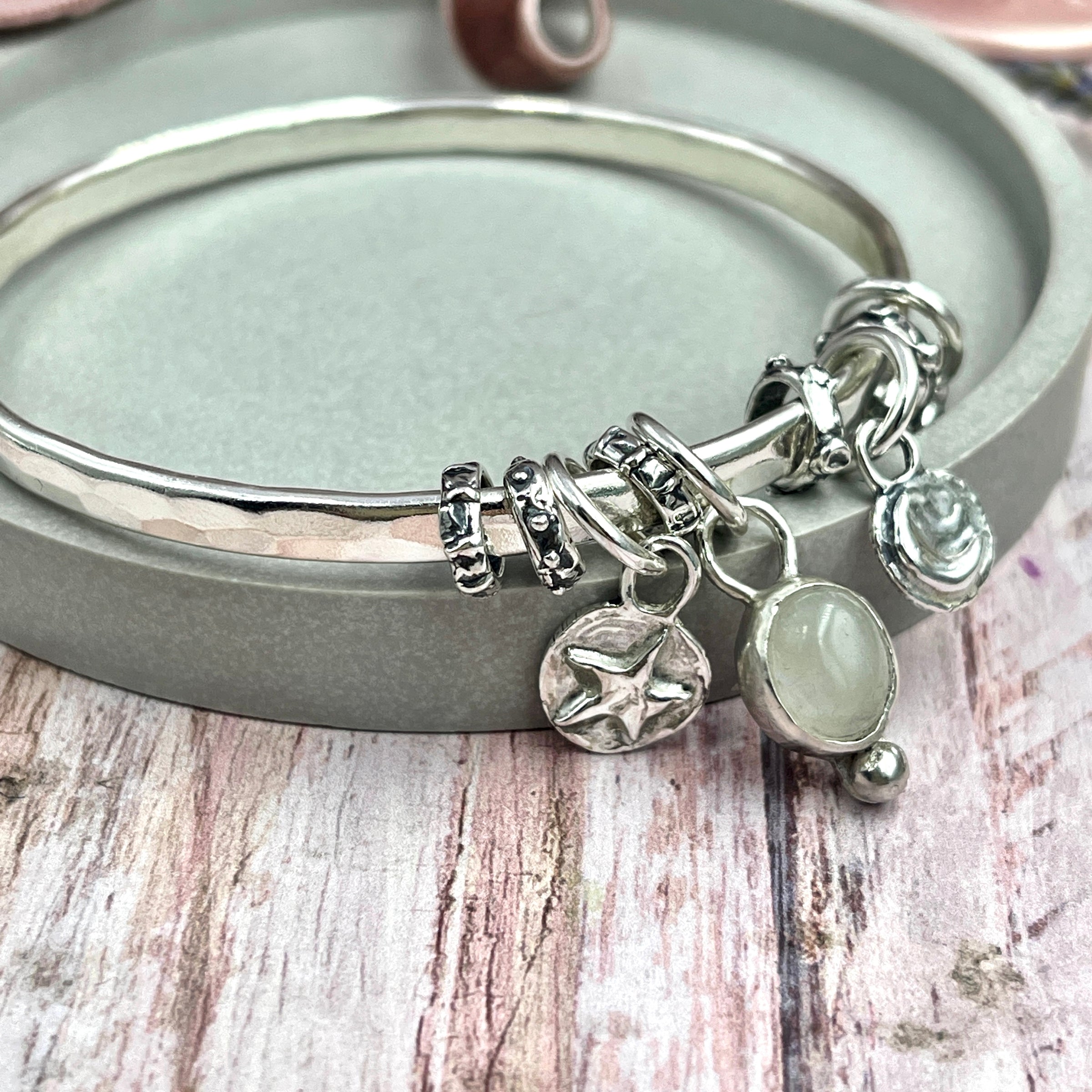 Moonstone Charm Bangle