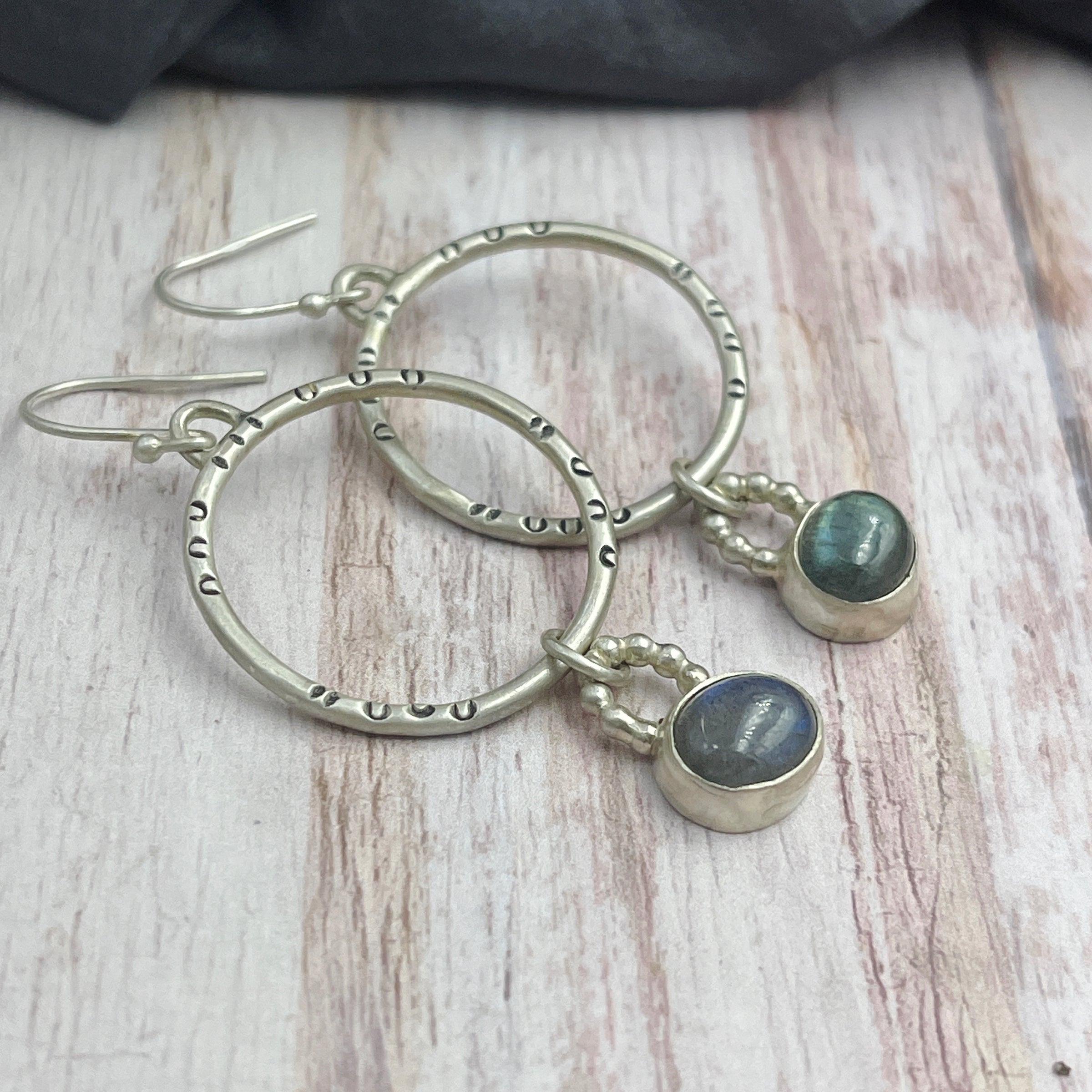 Labradorite Hoop Earrings