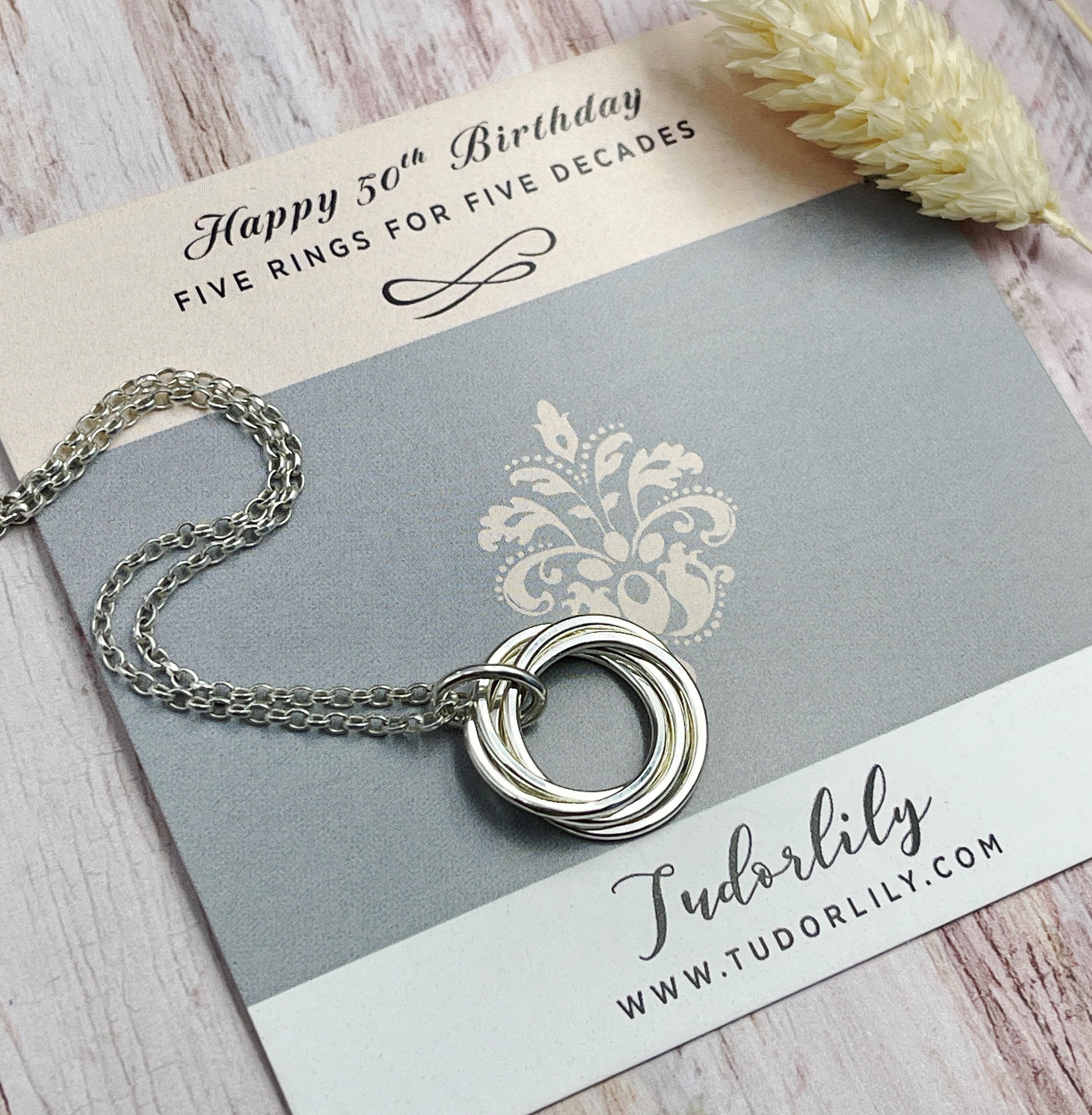 5 Petite Rings Sterling Silver Necklace