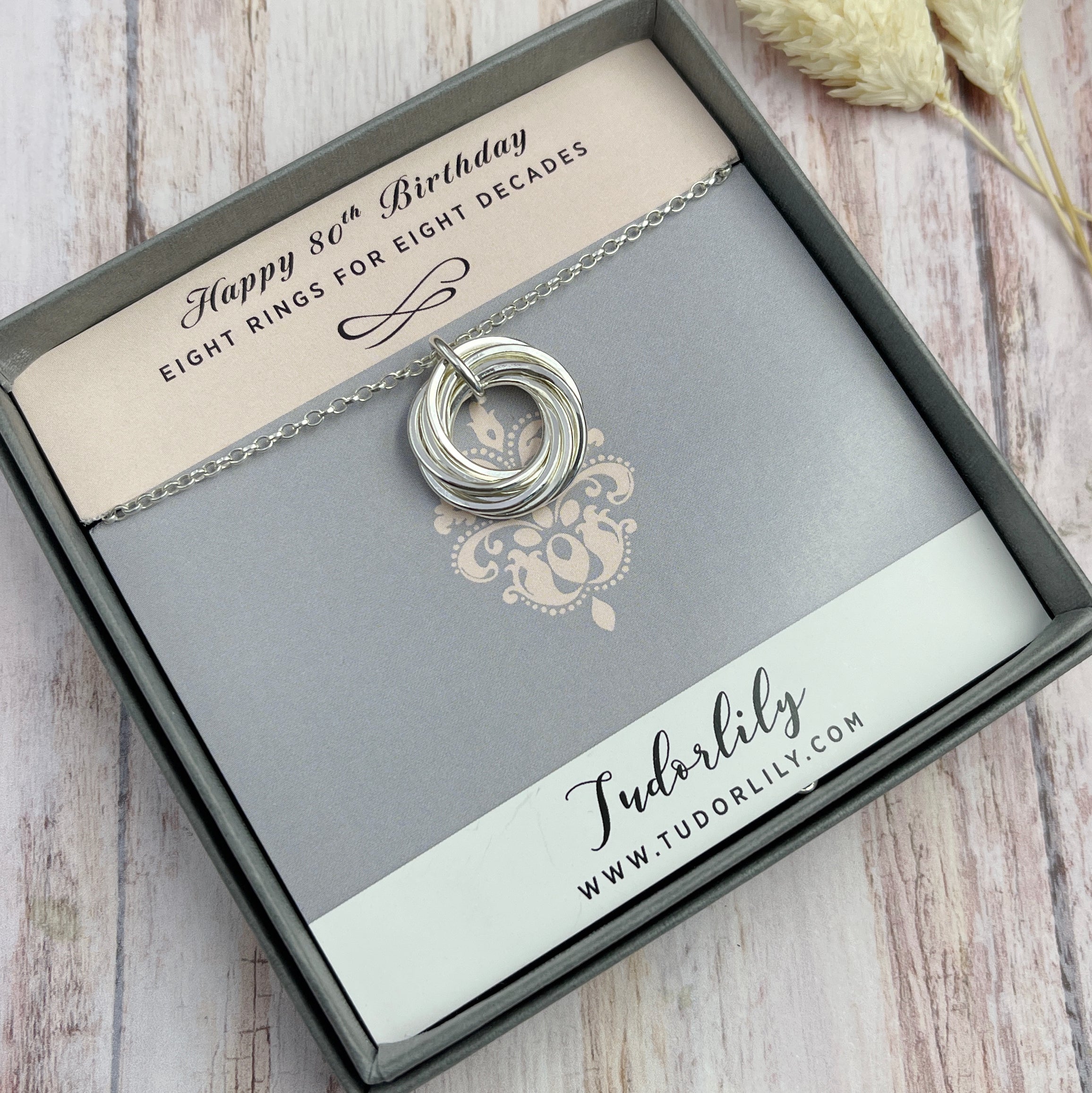 8 Petite Rings Sterling Silver Necklace