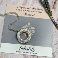 9 Ring Sterling Silver Necklace