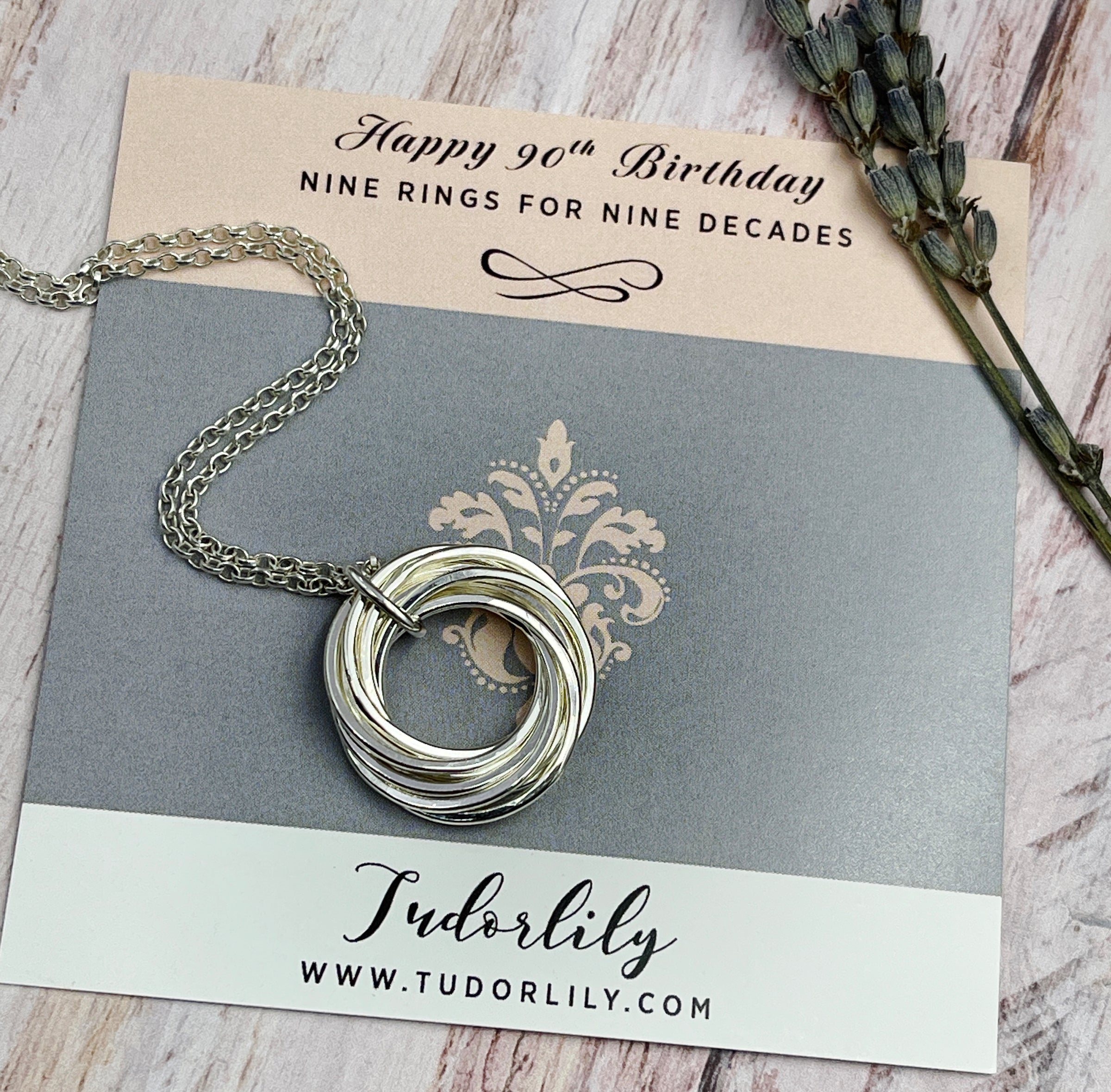 9 Ring Sterling Silver Necklace
