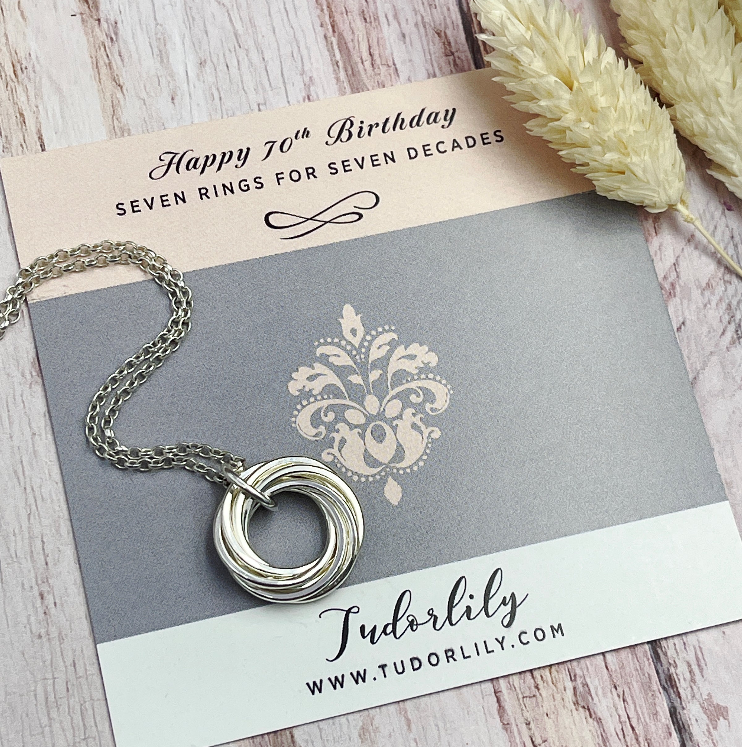 7 Petite Rings Sterling Silver Necklace