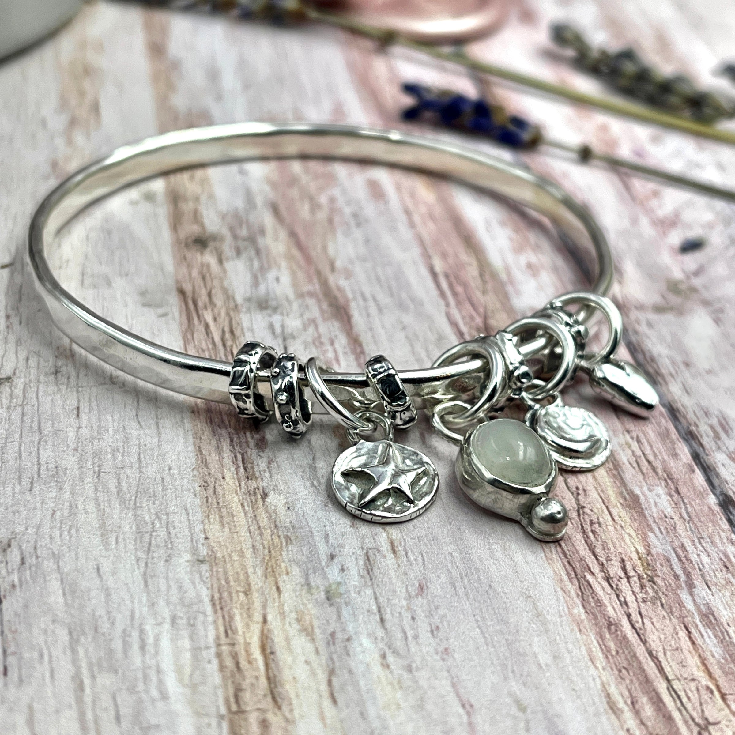 Moonstone Charm Bangle