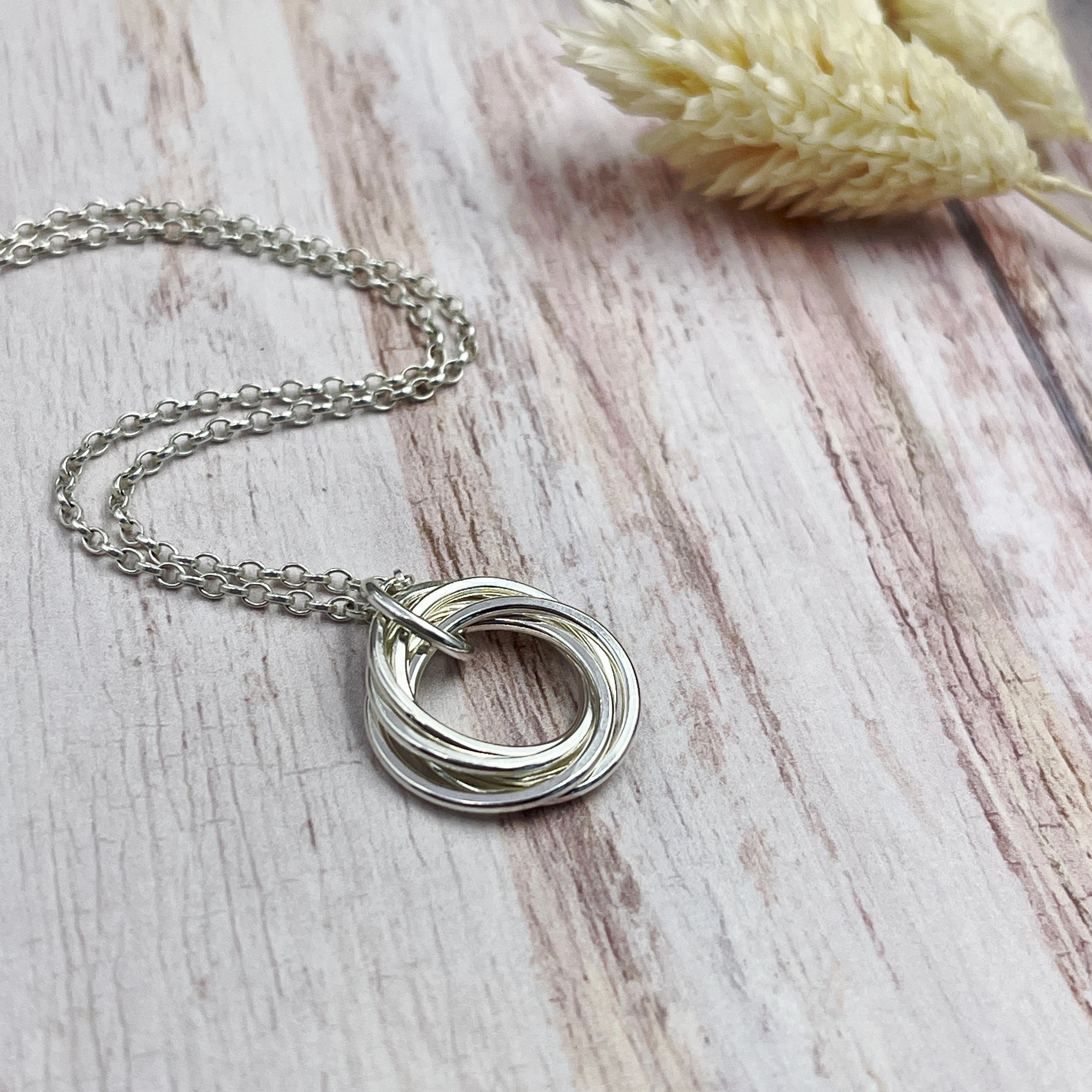 5 Petite Rings Sterling Silver Necklace