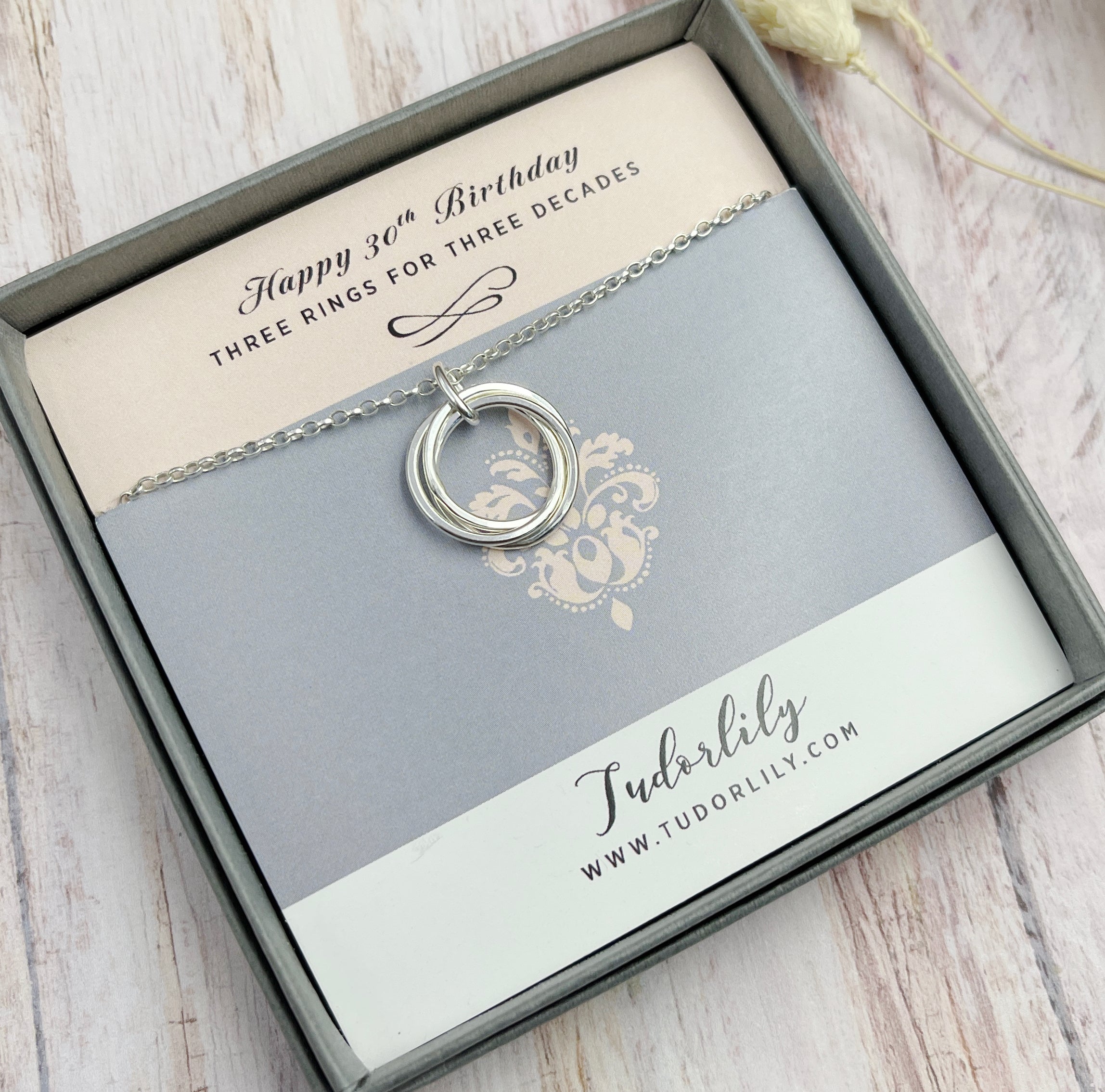 3 Petite Ring Sterling Silver Necklace