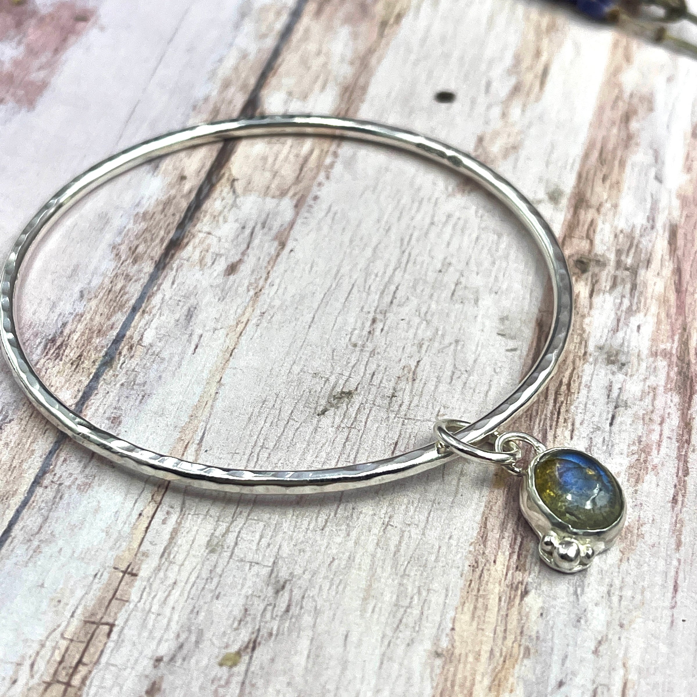 Labradorite Charm Bangle