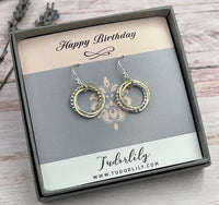 4 Rings Entwined Ring Mixed Metal Earrings