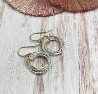 5 Ring Entwined Ring Mixed Metal Earrings