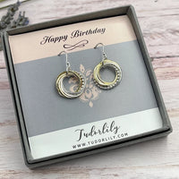 6 Entwined Ring Mixed Metal Earrings