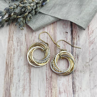 7 Rings Entwined Ring Mixed Metal Earrings