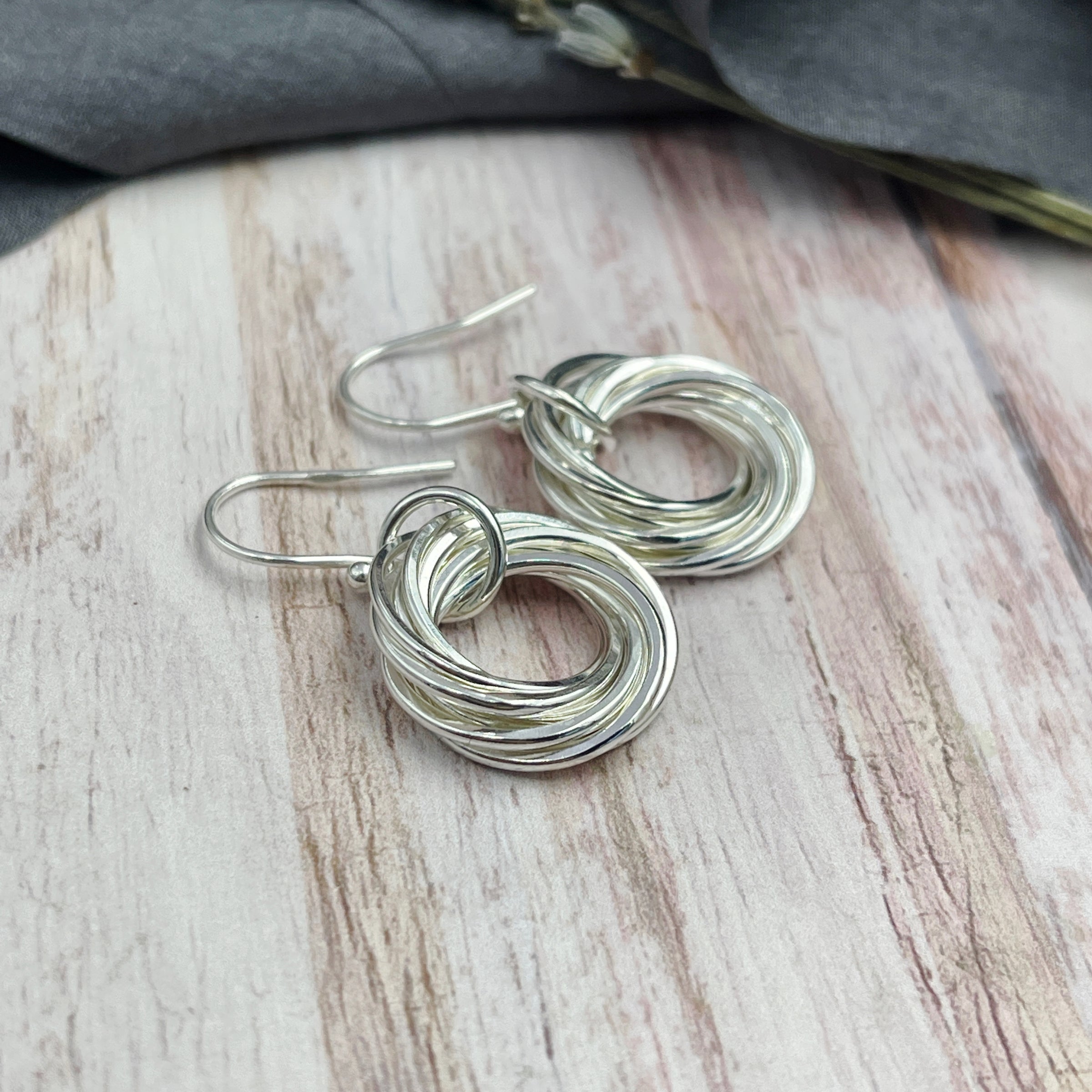 9 Rings Petite Sterling Silver Entwined Rings Earrings