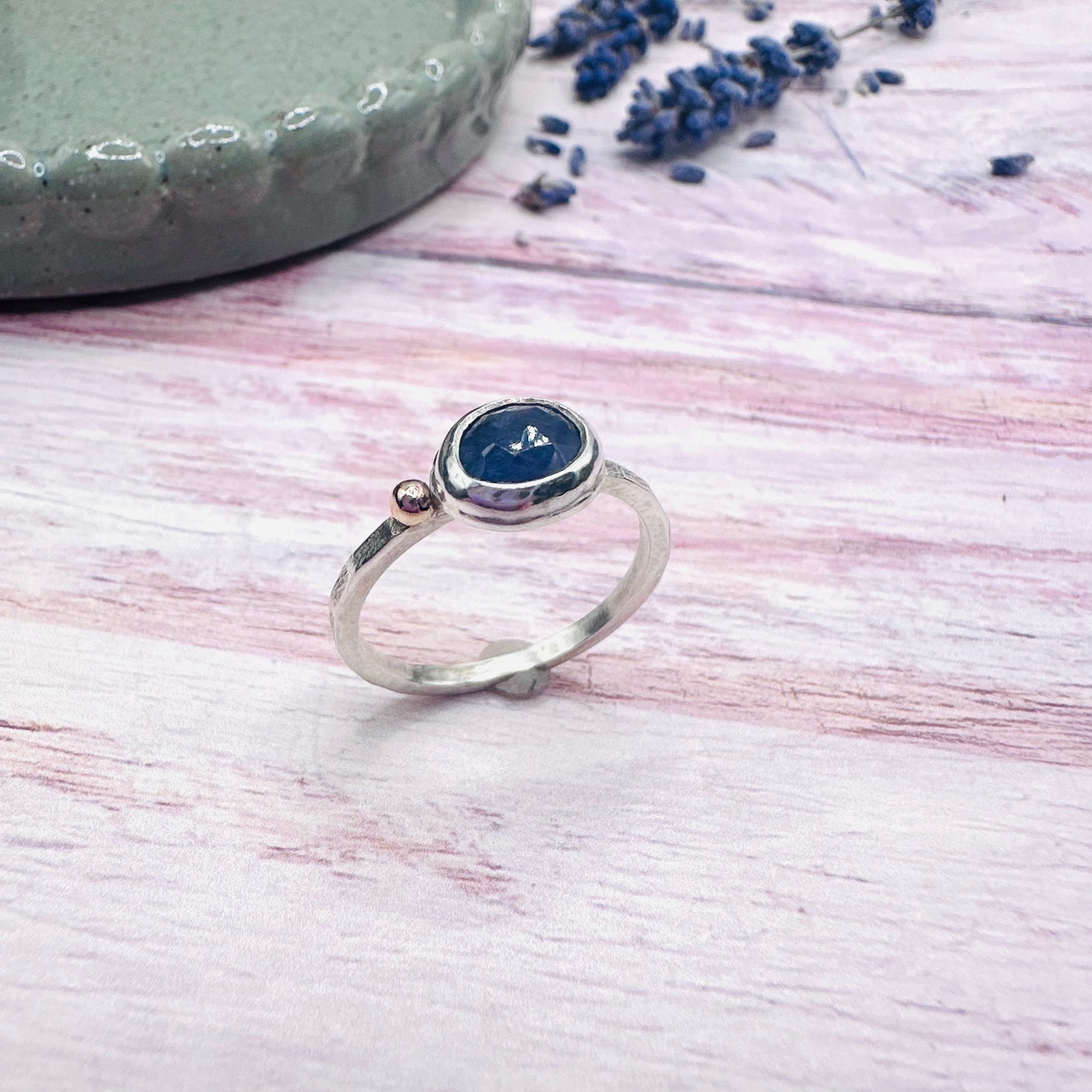 Sapphire Freeform Ring with 9ct Gold