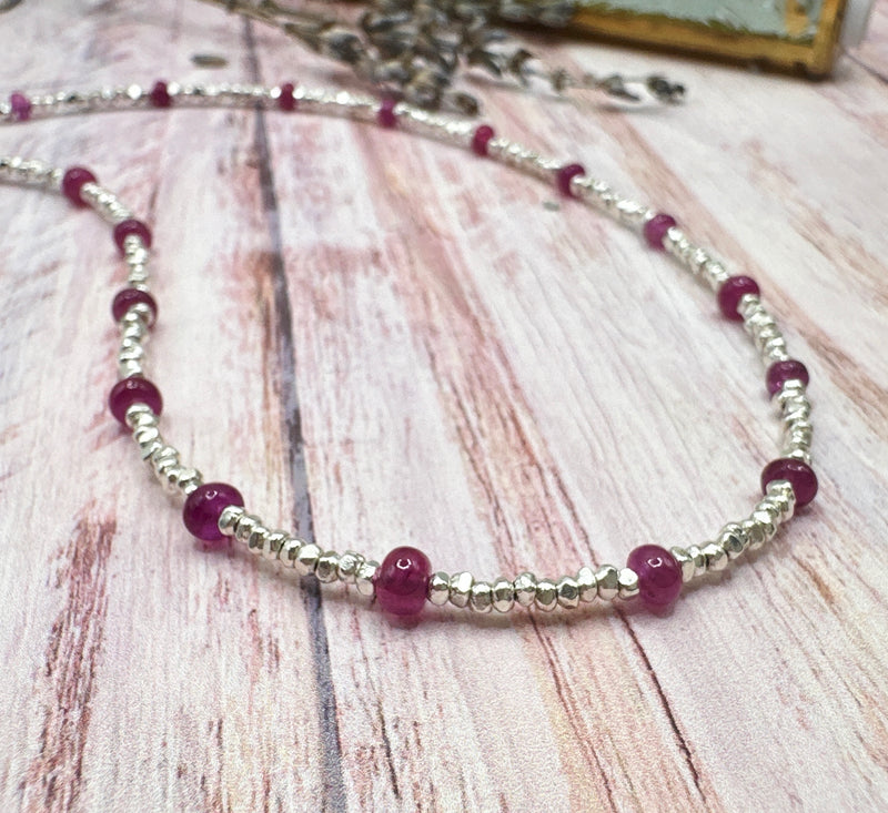 Ruby & Sterling Silver Necklace - READY NOW