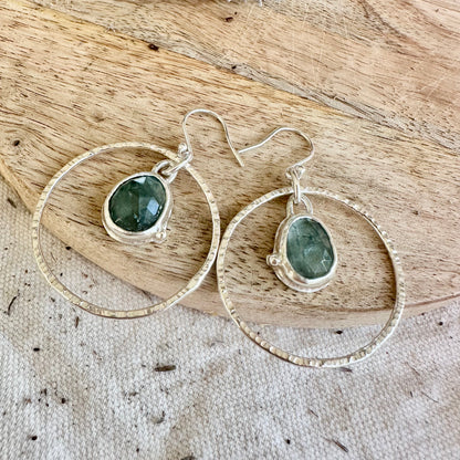 Orb Earrings - Moss Aquamarine