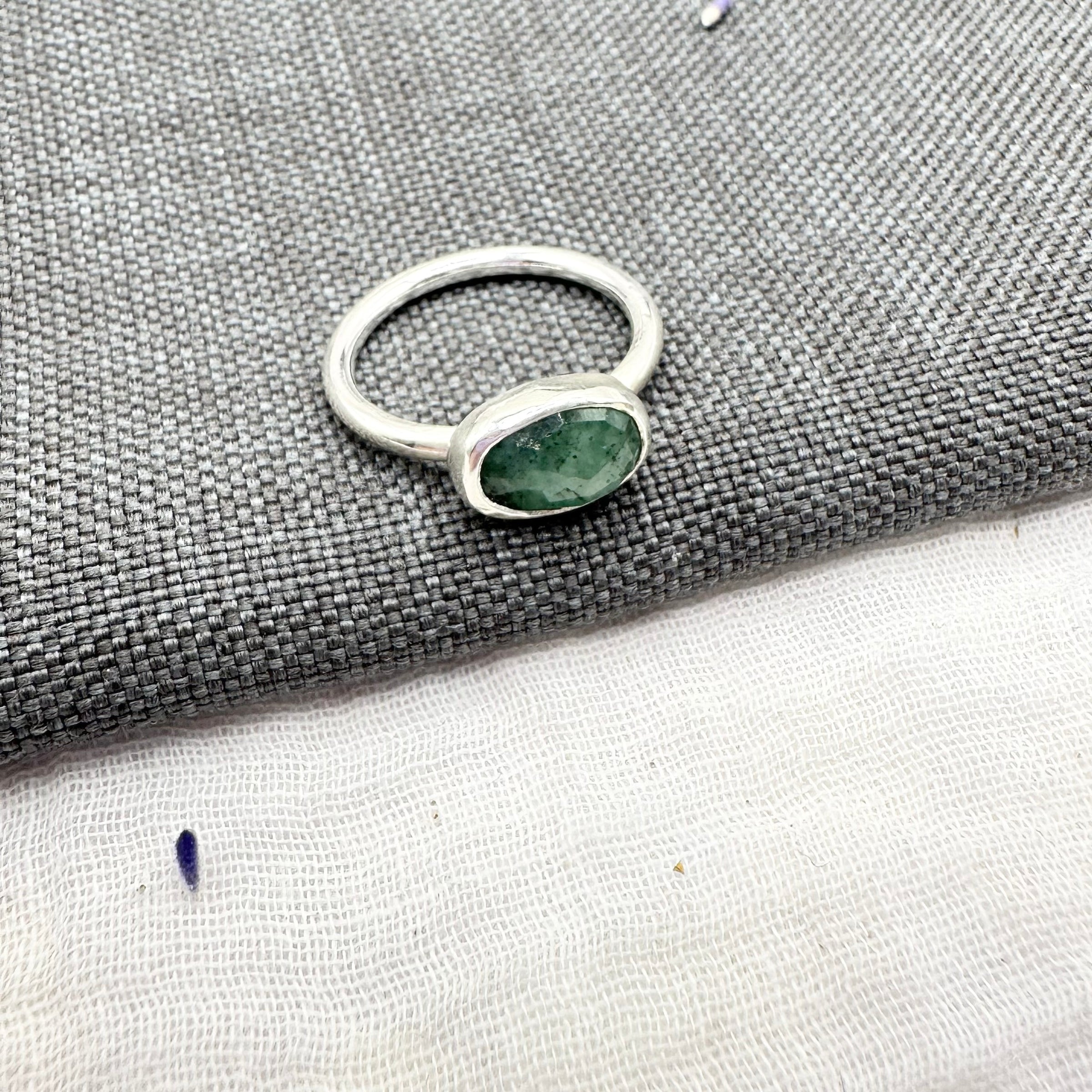 Emerald Sterling Ring - Esme