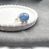 Blue Chalcedony Satin Ring
