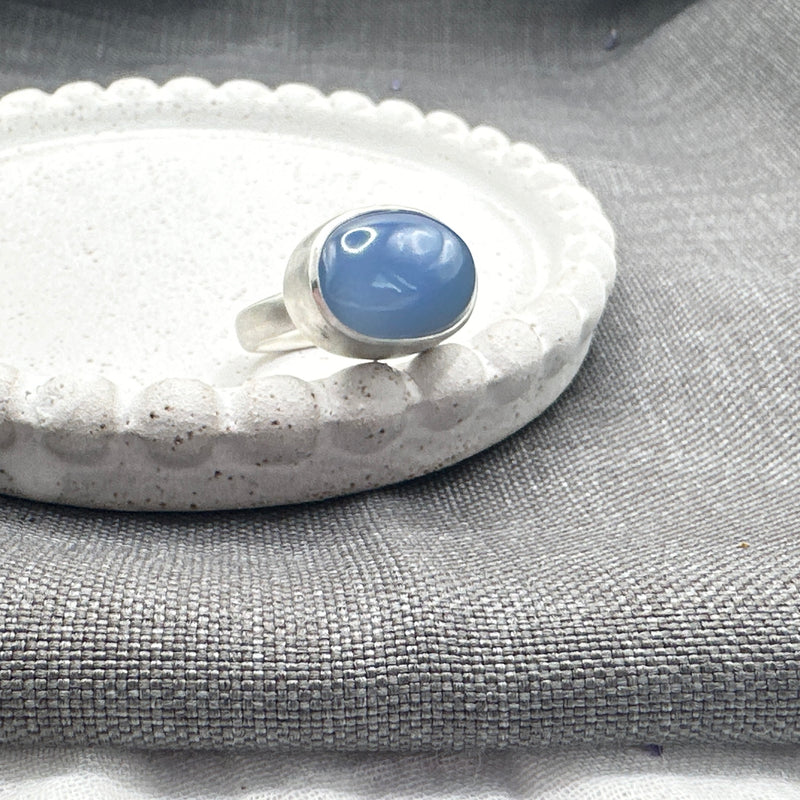 Blue Chalcedony Satin Ring