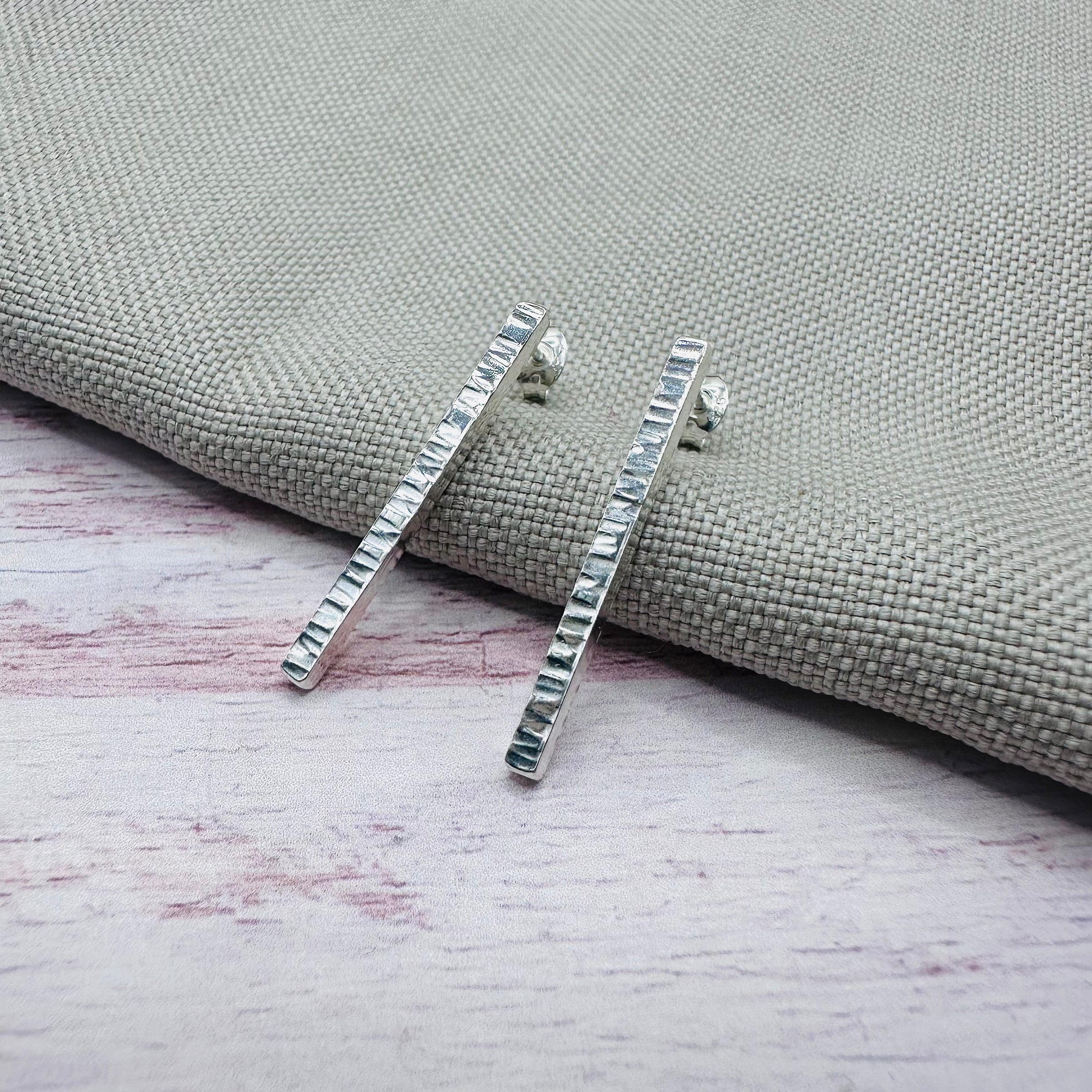 Silver Bar Stud Earrings