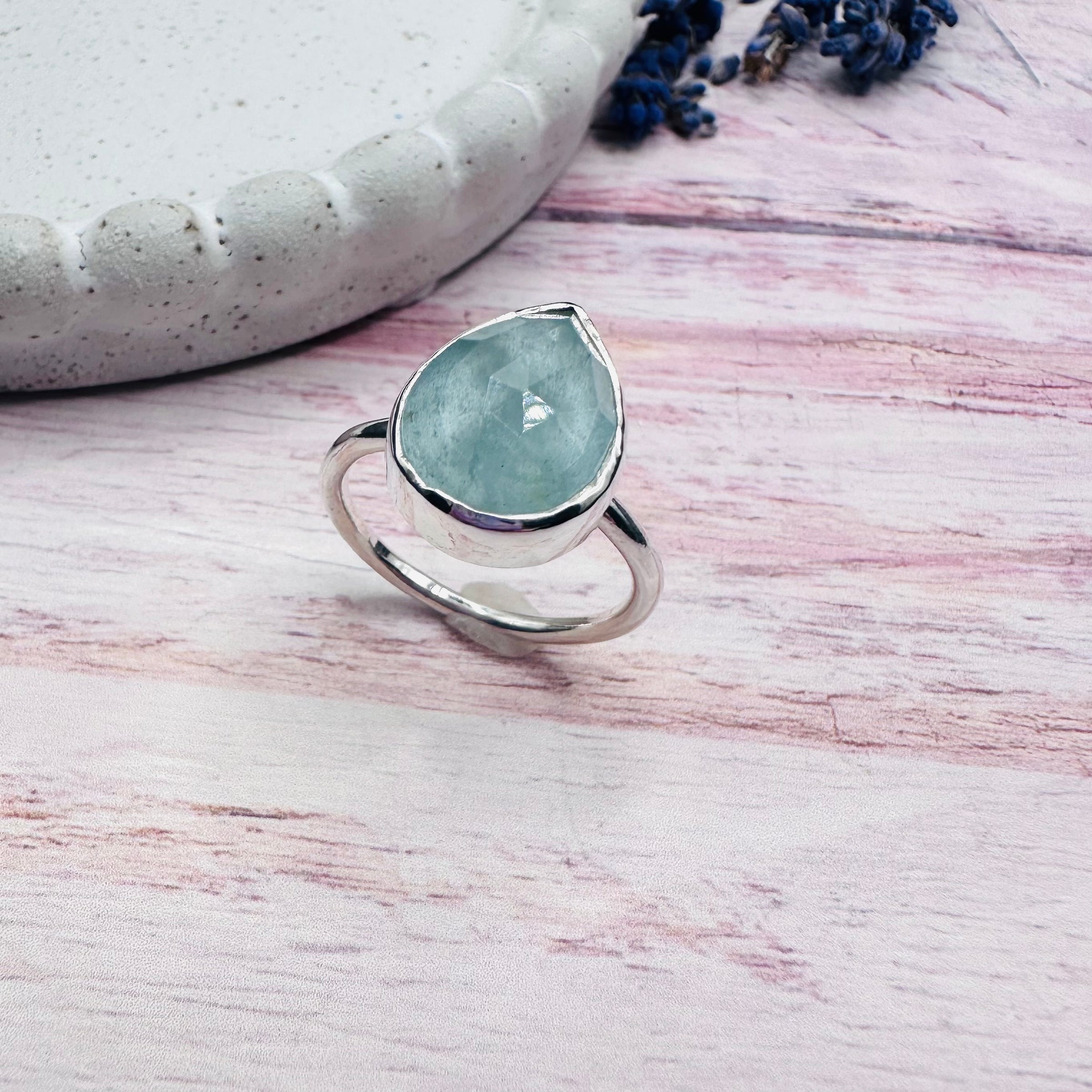 Pear Aquamarine Ring