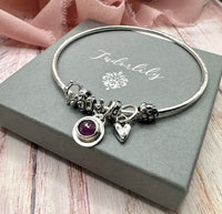 Pink Sapphire Charm Bangle