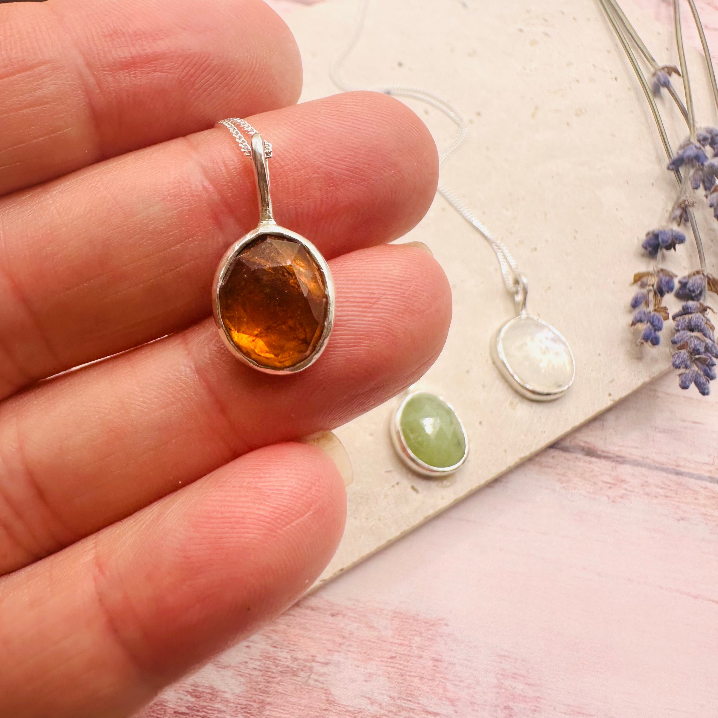 Aurelia Necklace in Peridot, Moonstone & Carnelian
