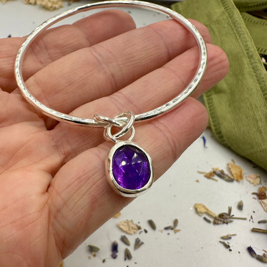 Amethyst Charm Bangle