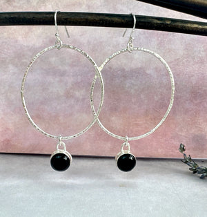 Orb Earrings - Black Obsidian - READY NOW