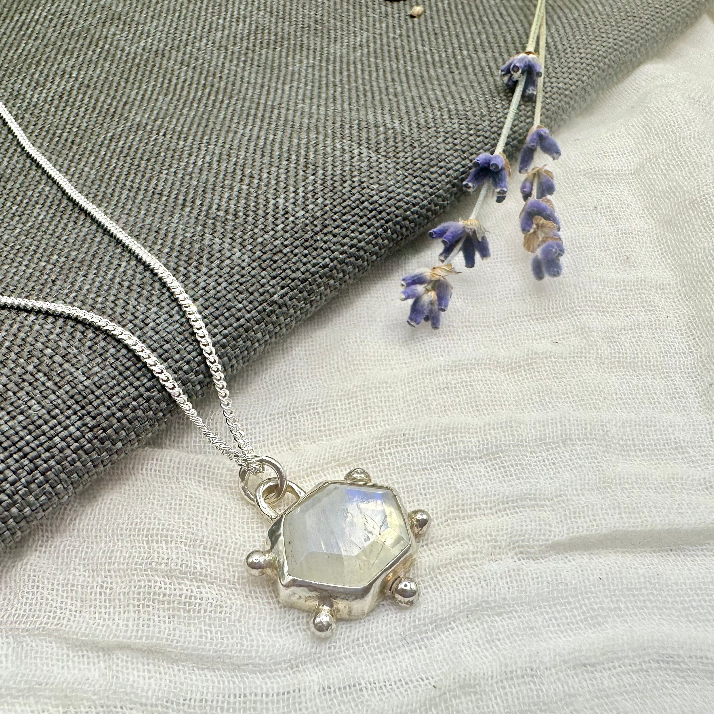 Hexagon Moonstone Necklace