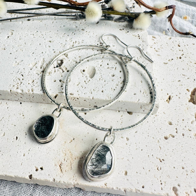 Orb Earrings - Rutilated Quartz
