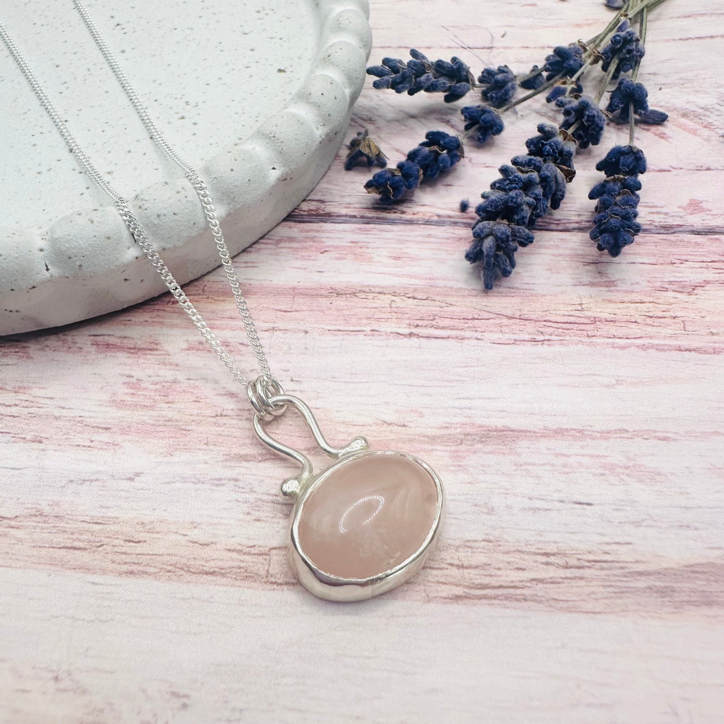 Florence Necklace in Rose Quartz