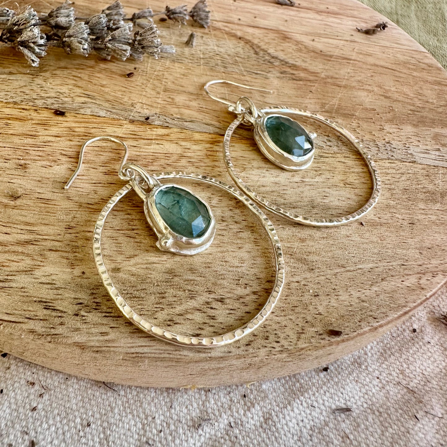 Orb Earrings - Moss Aquamarine