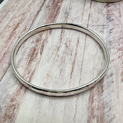 Sterling Chunky Hallmarked Oval Wire Bangle - Ready Now