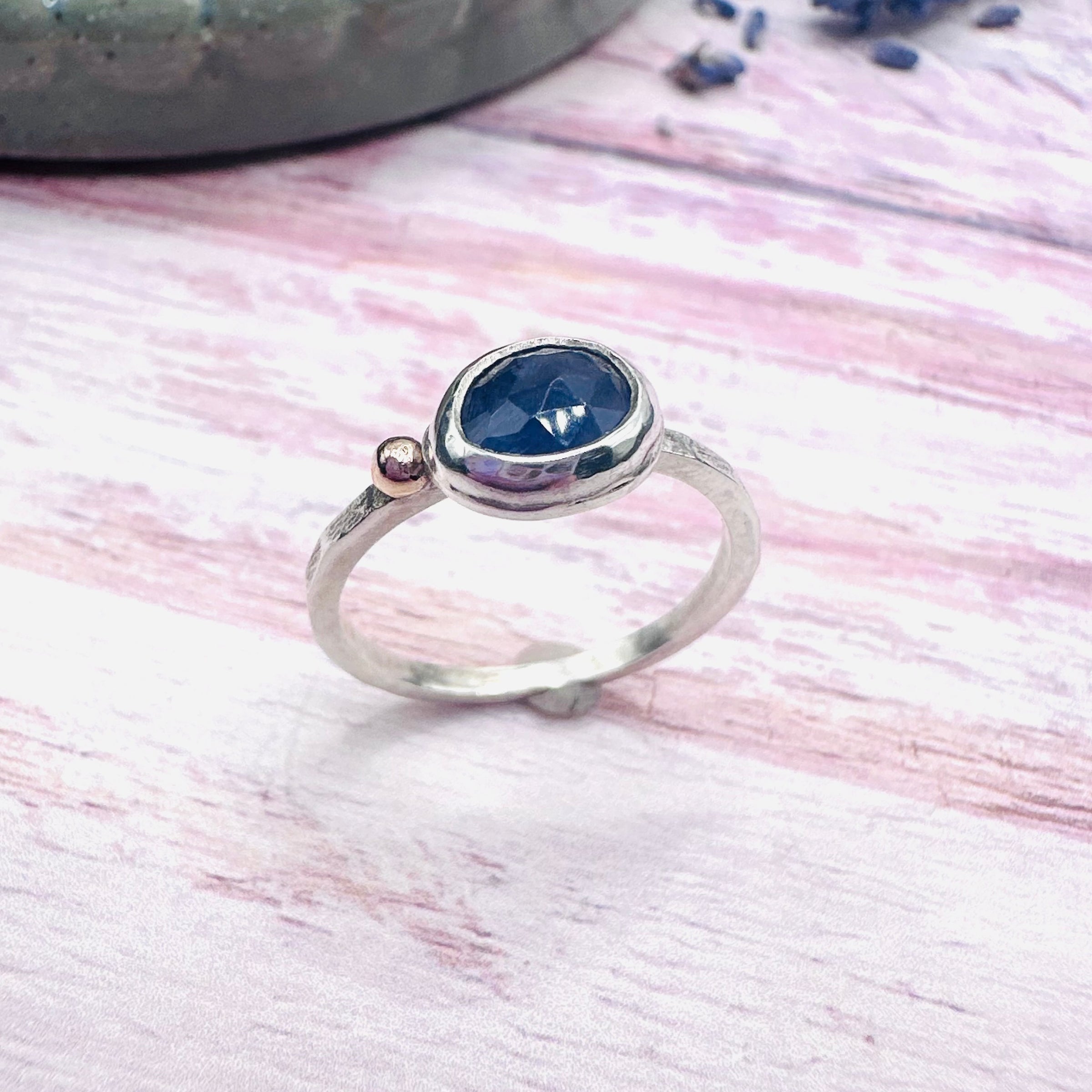 Sapphire Freeform Ring with 9ct Gold