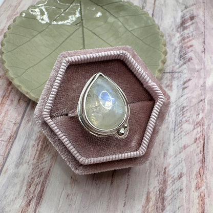 Moonstone Teardrop Ring