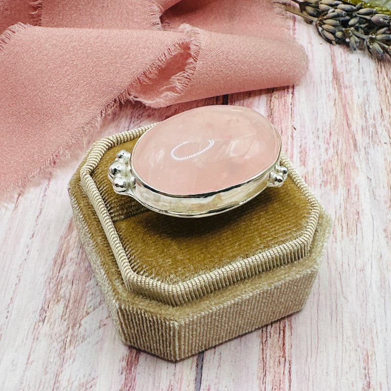 Statement Rose Quartz Ring