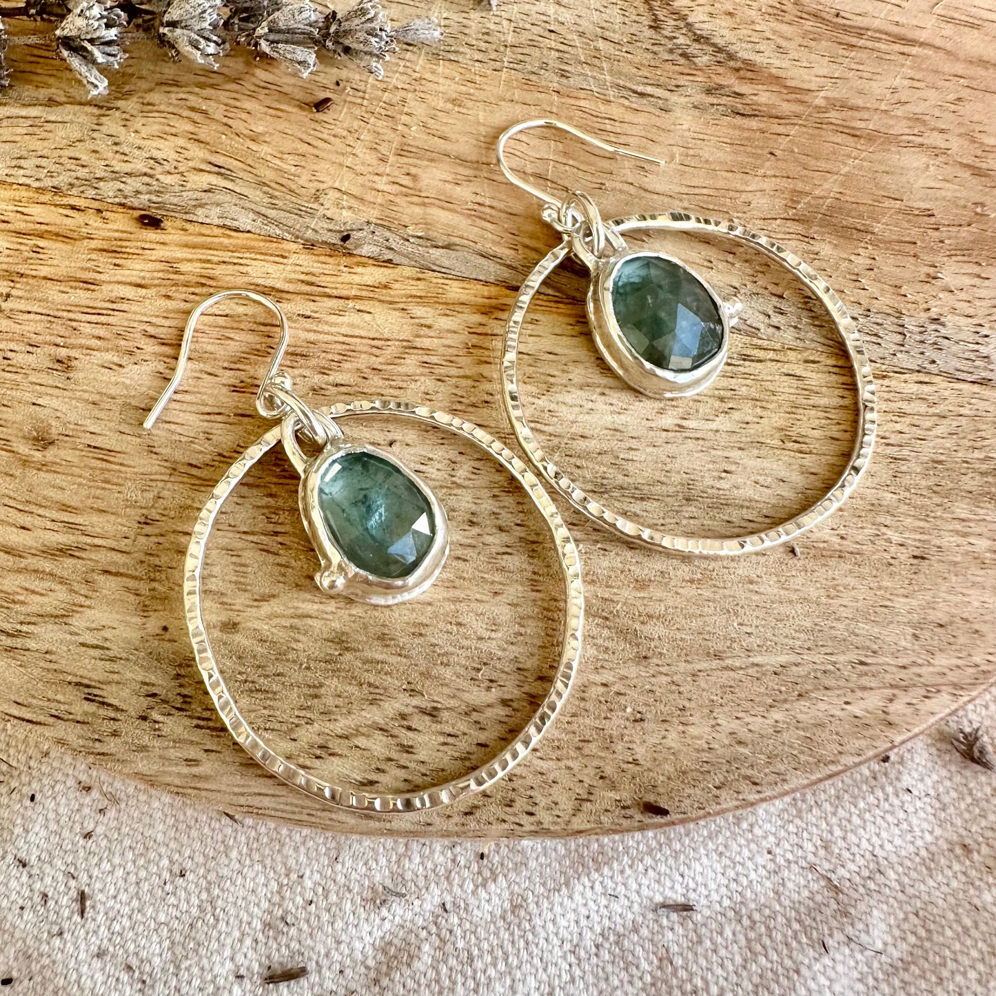 Orb Earrings - Moss Aquamarine