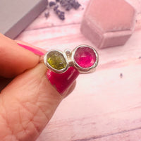 Pink Sapphire & Green Tourmaline Ring