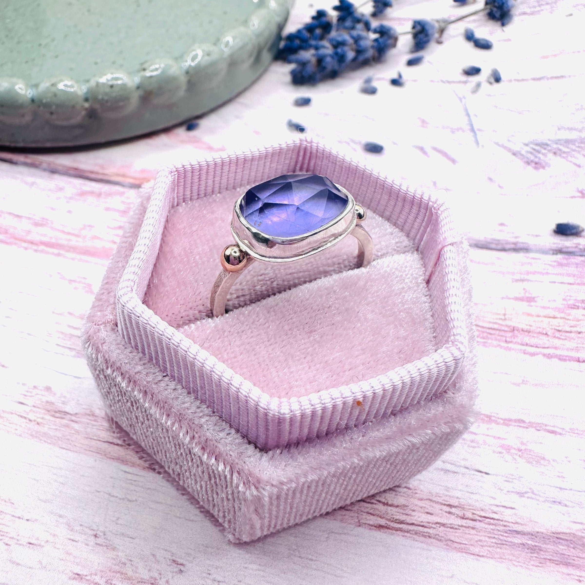 Amethyst Freeform Ring with 9ct Gold