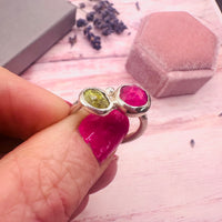 Pink Sapphire & Green Tourmaline Ring