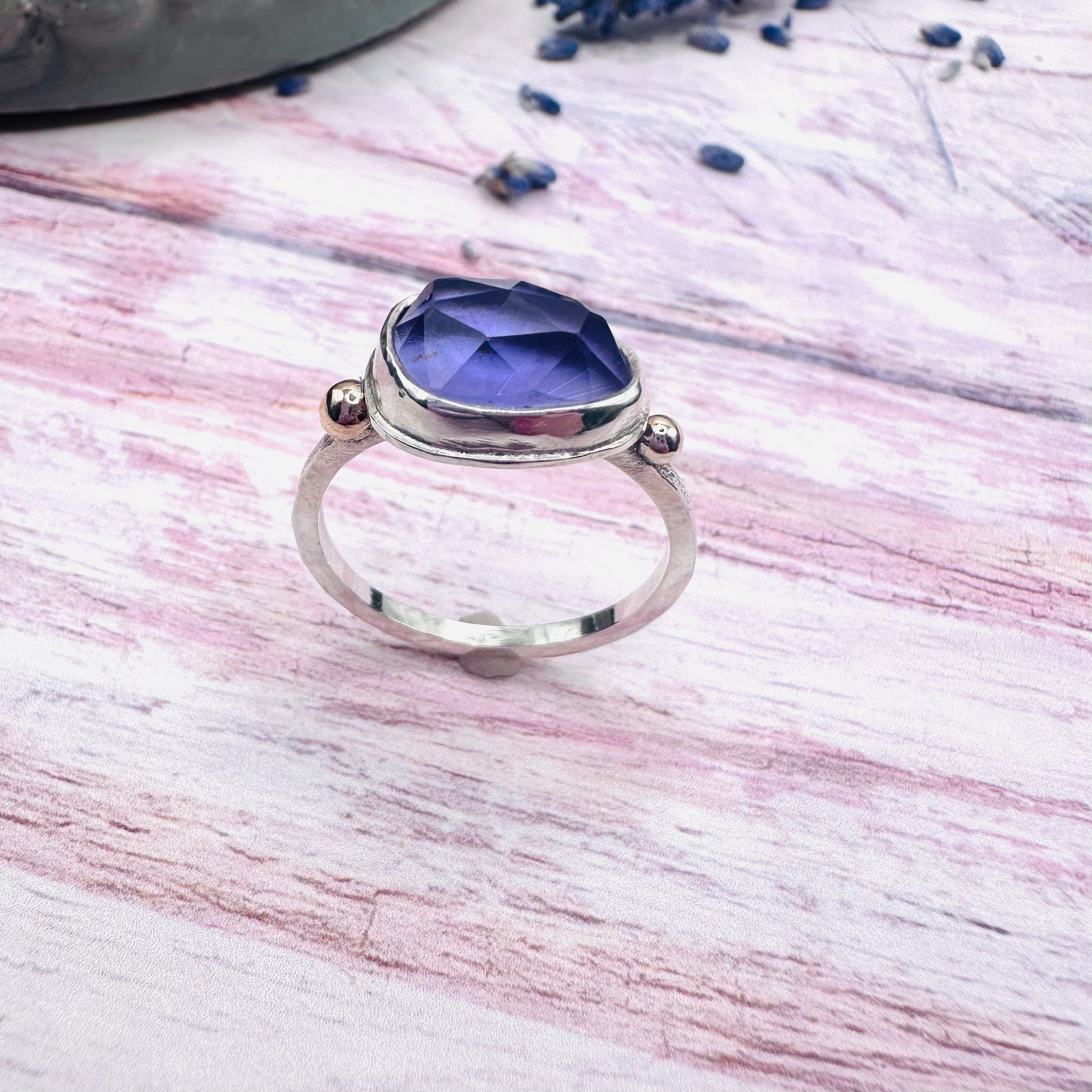 Amethyst Freeform Ring with 9ct Gold