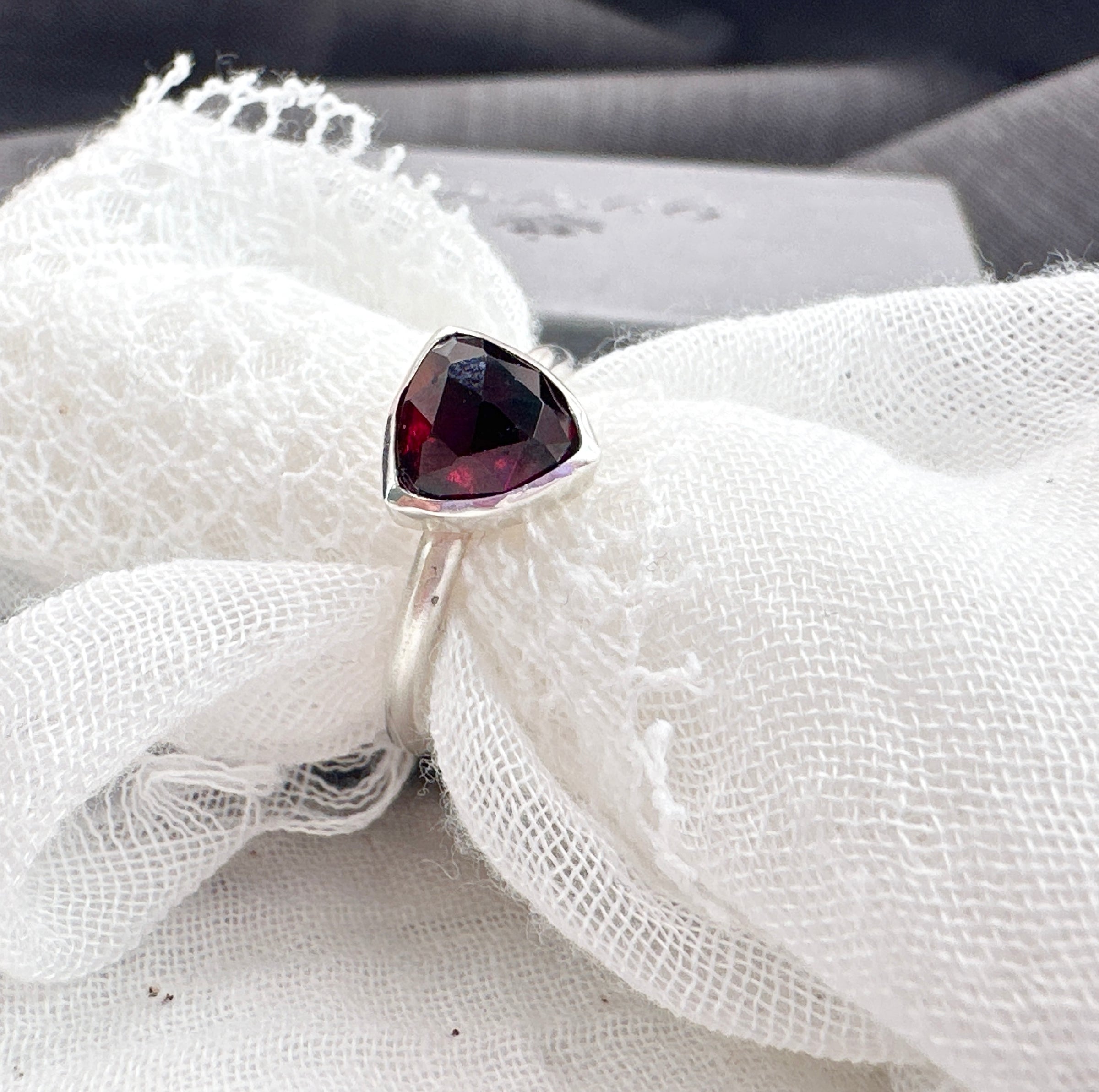 Garnet Trillion Esme Ring