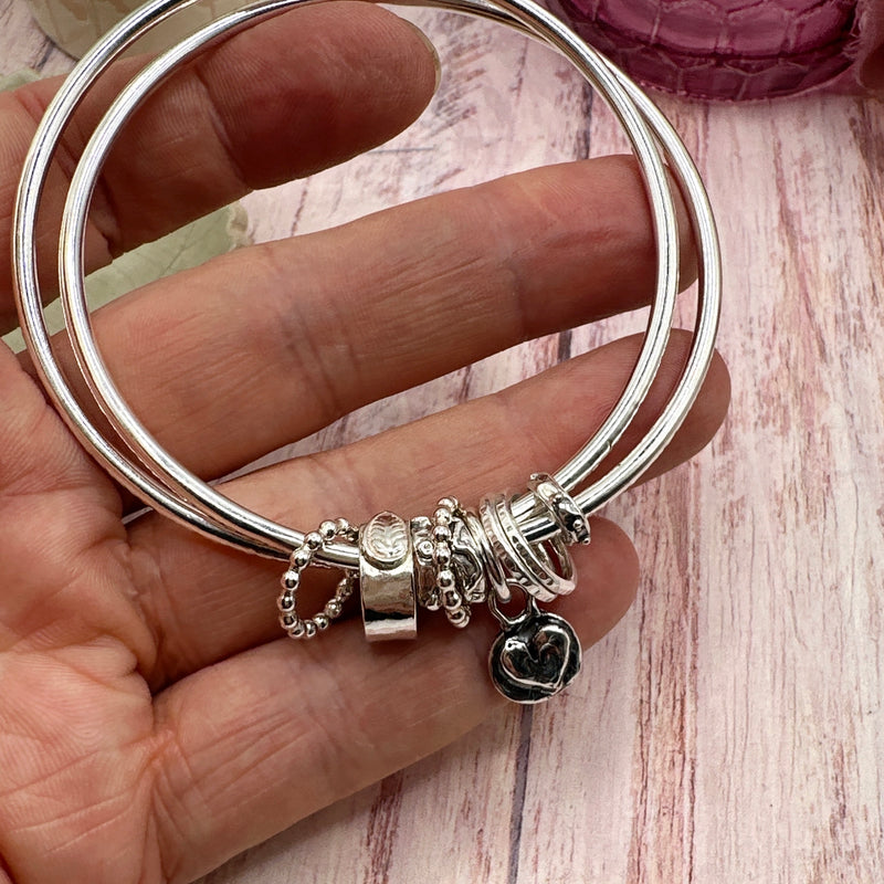 Sterling Hallmarked Charm Bangle - Lola