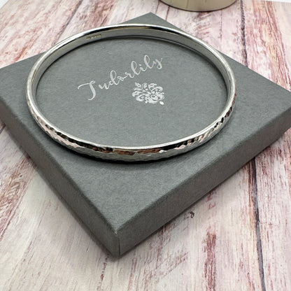 Sterling Chunky Hallmarked Oval Wire Bangle - Ready Now