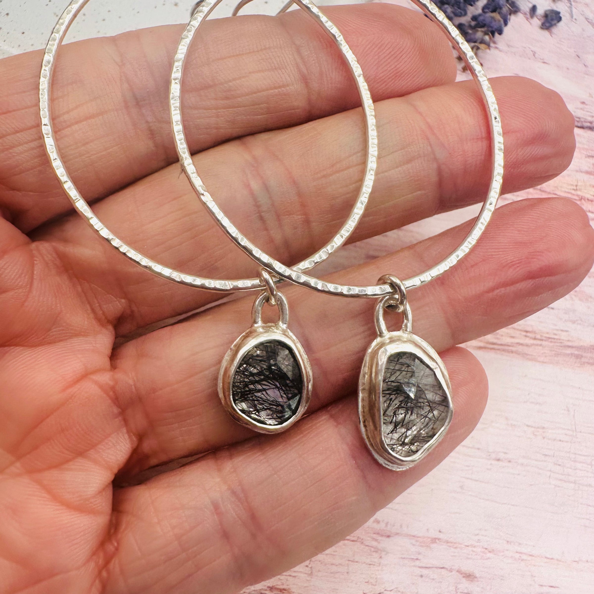 Orb Earrings - Rutilated Quartz