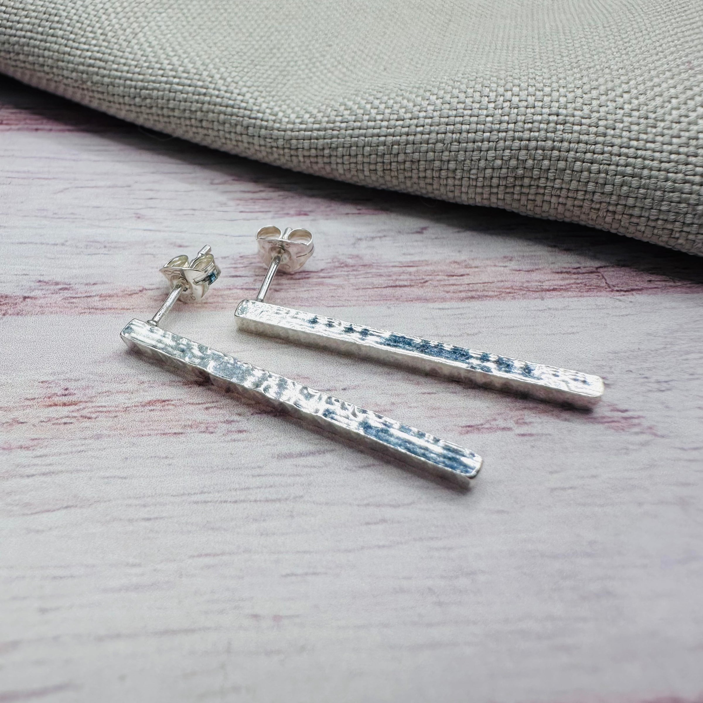 Silver Bar Stud Earrings