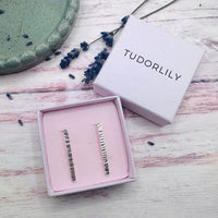 Silver Bar Stud Earrings