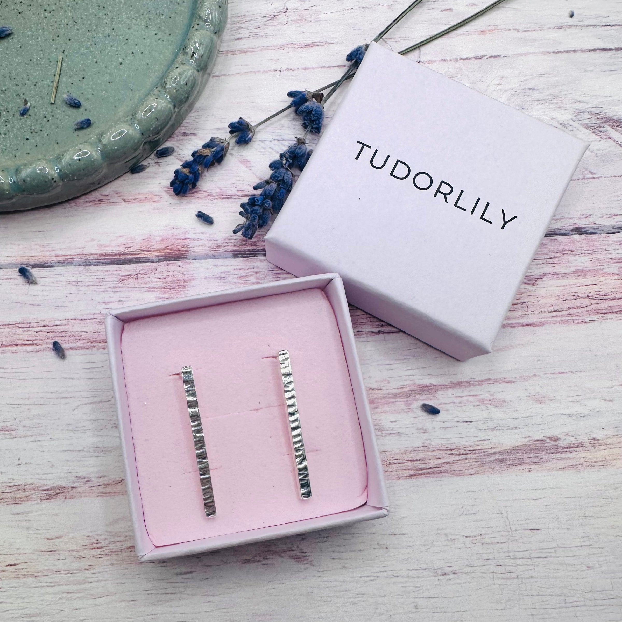 Silver Bar Stud Earrings
