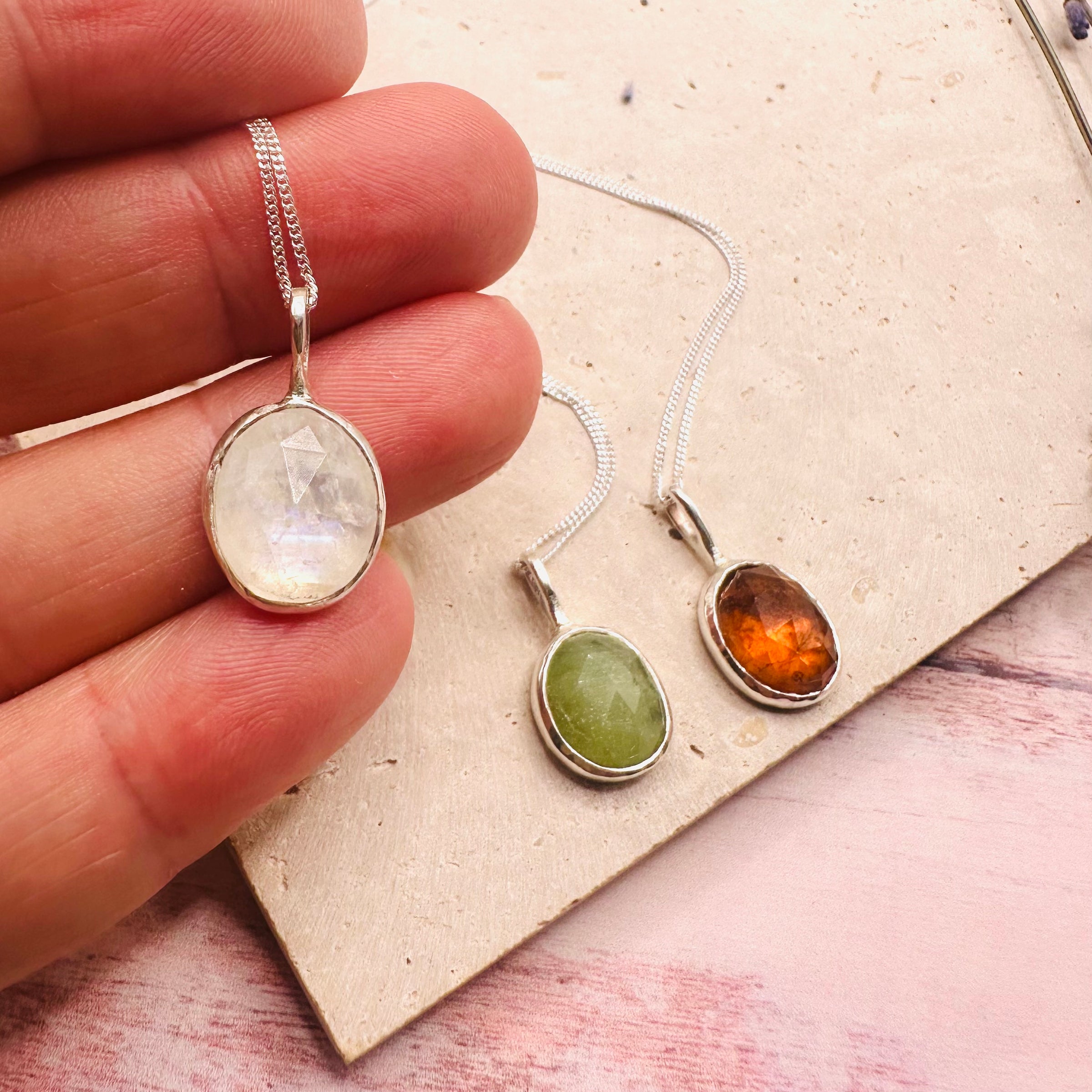 Aurelia Necklace in Peridot, Moonstone & Carnelian